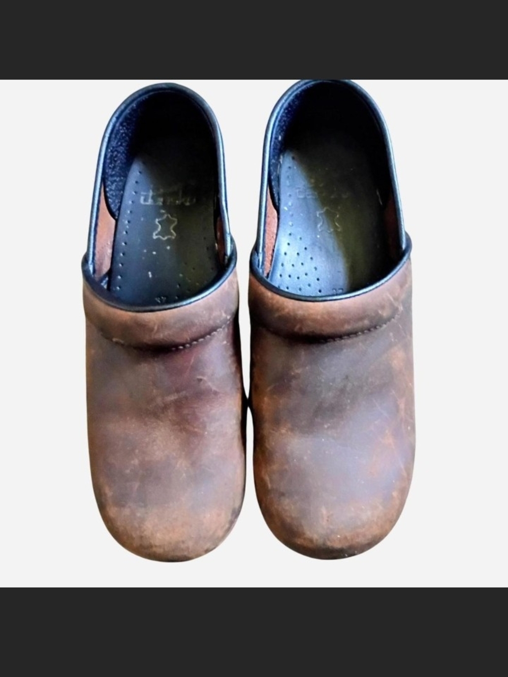 Classic Women's Brown Slip-On Leather Clogs Size 37/6 Us